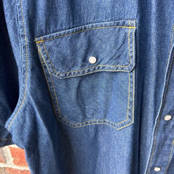 King Size Mens Denim Snap Down Shirt Size XL - Picture 4 of 4